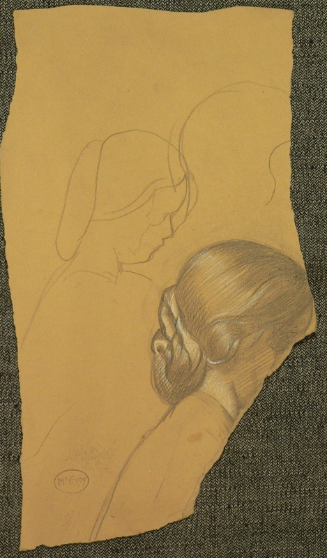 Pencil and chalk study of a woman's hair