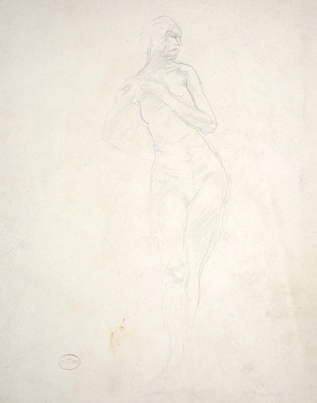 Pencil sketch of a nude, standing . ...1134