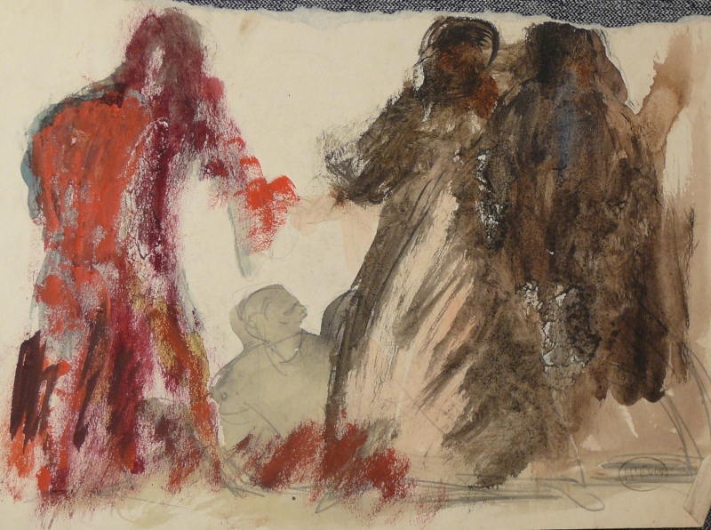 266ch Biblical scene? Three standing figures